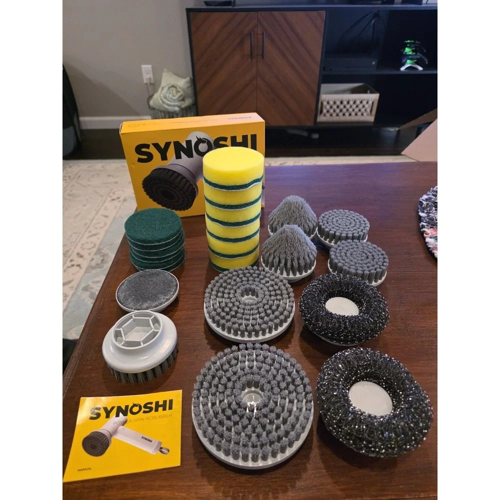 Synoshi Power Spin Scrubber Bundle 2 Units 1 Sealed 1 Tested w/ 16 Attachments